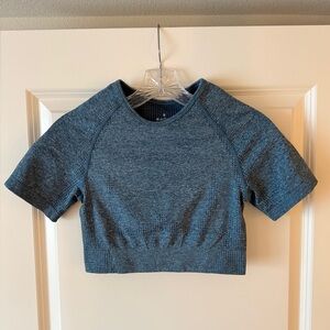 Heathered Blue Cropped Active Top